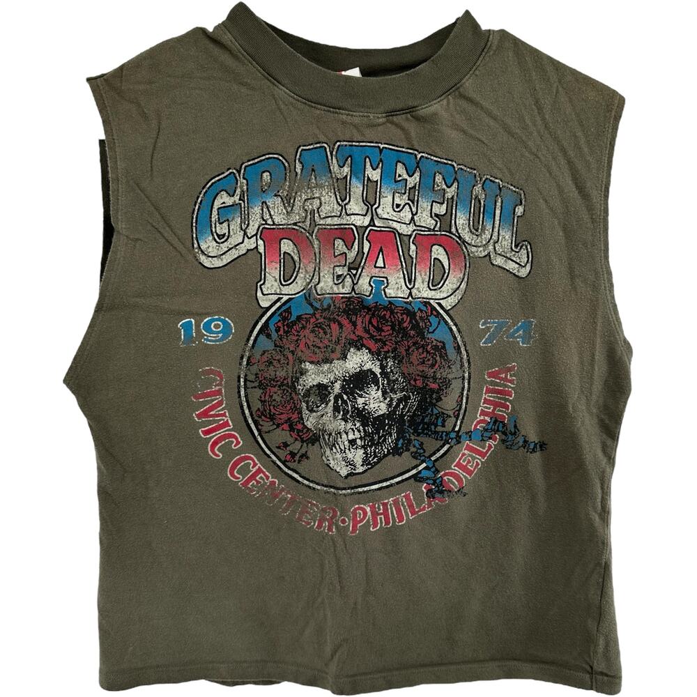 Junk Food Clothing Grateful Dead Muscle Tee Crew Graphic Print Olive Green XS - Picture 2 of 5